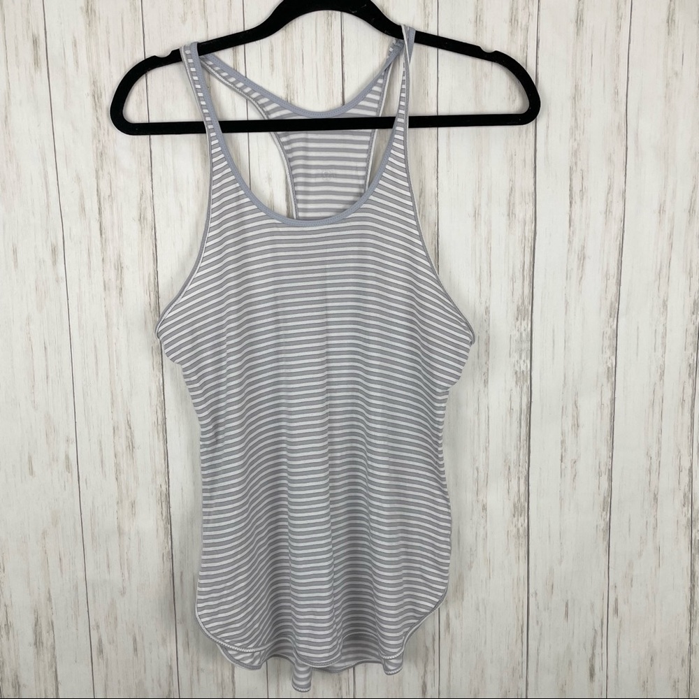Lululemon gray and white soft striped tank